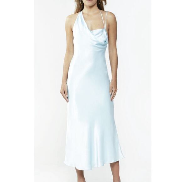 Bardot Dresses & Skirts - Bardot Women's Astrid Midi Slip Dress Light Blue Satin M/6 NWOT Back Zip Lined